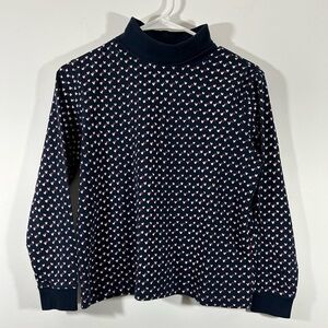 L.L. Bean Navy Top with Red and White Heart Pattern